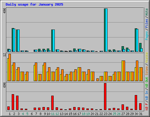 Daily usage for January 2025